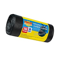 Мешки для мусора 240 л, черные, в рулоне 10 шт., ПНД 40 мкм, 1250х1000 мм, Крепак, 4607075710153 в Мичуринске