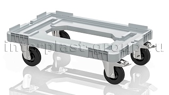 Тележка пластиковая с отверстием 2 колеса с тормозом усиленная серая в Мичуринске