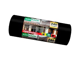 Мешки для мусора 240 л, ароматизированные, черные, в рулоне 10 шт., ПВД 45 мкм, 1300х930 мм, PREMIUM+, 24010830 в Мичуринске