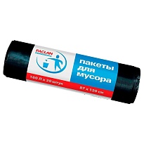 Мешки для мусора 160 л, черные, в рулоне 20 шт., ПВД, 30 мкм, 1200х870 мм, PACLAN Professional, 604082 в Мичуринске Мешки для мусора 160 л, черные, в рулоне 20 шт., ПВД, 30 мкм, 1200х870 мм, PACLAN Professional, 604082 в Мичуринске