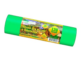 Мешки для мусора 120 л, с завязками, зеленые, в рулоне 10 шт., ПНД, 15 мкм, 800х750 мм, VIP, Z12010green в Мичуринске
