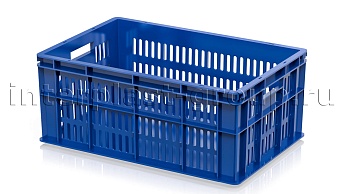 Ящик для молока, мяса, овощей и фруктов большая перфорация дно сплошное синий в Мичуринске