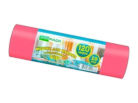 Мешки для мусора 120 л, с завязками, красные, в рулоне 10 шт., ПНД, 15 мкм, 800х750 мм, VIP, Z12010red в Мичуринске