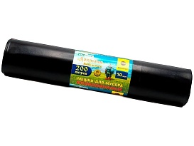 Мешки для мусора 200 л, ароматизированные, черные, в рулоне 10 шт., ПВД, 100 мкм, 1200х800 мм, Добрыня, Dob20010black в Мичуринске