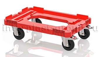 Тележка пластиковая с отверстием 2 колеса с тормозом красная в Мичуринске