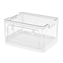 Ящик пластиковый складной прозрачный, дно белое, 490х360х280 мм, с колесиками в Мичуринске