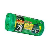 Мешки для мусора 20 л, биоразлагаемые, с ручками, черные, в рулоне 30 шт., ПНД, 10 мкм, 550х440 мм, Крепак, 4607075710047 в Мичуринске