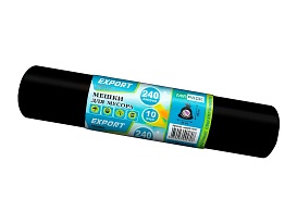 Мешки для мусора 240 л, черные, в рулоне 10 шт., ПВД 80 мкм, 1300х930 мм, EXPORT, exp 24010167 в Мичуринске
