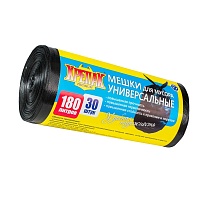 Мешки для мусора 180 л, черные, в рулоне 30 шт., ПНД, 20 мкм, 1150х800 мм, Крепак, 4607075710139 в Мичуринске Мешки для мусора 180 л, черные, в рулоне 30 шт., ПНД, 20 мкм, 1150х800 мм, Крепак, 4607075710139 в Мичуринске