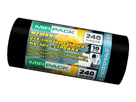 Мешки для мусора 240 л, ароматизированные, черные, в рулоне 10 шт., ПВД 70 мкм, 1300х930 мм, СТРОЙКА, S24010130 в Мичуринске