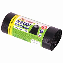 Мешки для мусора 30 л, черные, в рулоне 30 шт., ПНД, 7 мкм, 550х480 мм, Любаша, 608089 в Мичуринске