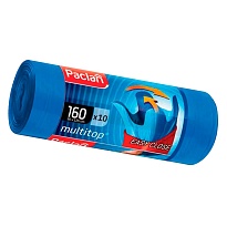 Мешки для мусора 160 л, с ушками, синие, в рулоне 10 шт., ПВД, 30 мкм, 1250х900 мм, PACLAN Multitop, 604064 в Мичуринске