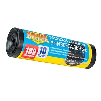 Мешки для мусора 180 л, черные, в рулоне 10 шт., ПНД, 20 мкм, 1150х800 мм, Крепак, 4607075710481 в Мичуринске