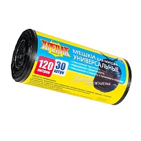 Мешки для мусора 120 л, черные, в рулоне 30 шт., ПНД, 15 мкм, 1100х700 мм, Крепак, 4607075710122 в Мичуринске