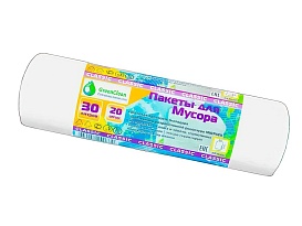 Мешки для мусора 30 л, белые, в рулоне 20 шт., ПНД, 7 мкм, 600х500 мм, MIRPACK Classik, 302042 в Мичуринске Мешки для мусора 30 л, белые, в рулоне 20 шт., ПНД, 7 мкм, 600х500 мм, MIRPACK Classik, 302042 в Мичуринске