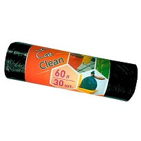 Мешки для мусора 60 л, черные, в рулоне 30 шт., ПНД, 6 мкм, 640х580 мм, Концепция Быта EcoClean, 603890 в Мичуринске