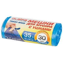 Мешки для мусора 35 л, с ушками, синие, в рулоне 30 шт., ПНД, 11 мкм, 650х500 мм, LAIMA ULTRA, 607684 в Мичуринске Мешки для мусора 35 л, с ушками, синие, в рулоне 30 шт., ПНД, 11 мкм, 650х500 мм, LAIMA ULTRA, 607684 в Мичуринске