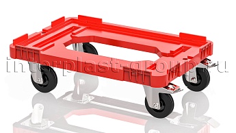 Тележка пластиковая с отверстием 2 колеса с тормозом усиленная красная в Мичуринске Тележка пластиковая с отверстием 2 колеса с тормозом усиленная красная в Мичуринске