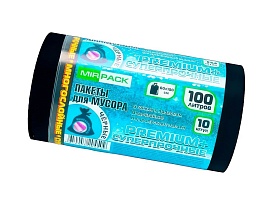 Мешки для мусора 100 л, черные, в рулоне 10 шт., ПВД, 70 мкм, 1000х600 мм, PREMIUM+, 1001076 в Мичуринске